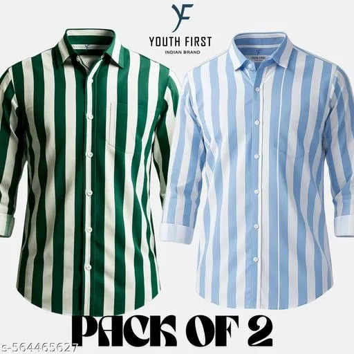 Cotton Blend Printed Shirt for Men, Multicolor, Pack of 2 (XXL)