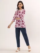 Womens Floral Print Short Rayon Kurti 