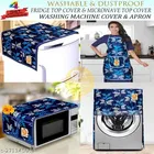 KANUSHI Industries® Washabl&Dustproof Front Load Automatic Washing Machine Cover+1 Pc Fridge Cover+1 Pc Microwave Cover+ Apron for Kitchen Front 