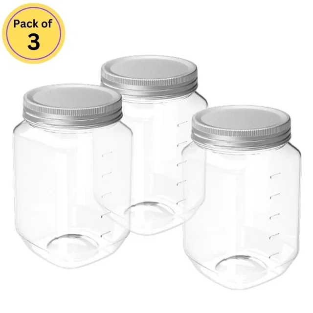 ALL TIME Crystal Plastic Jar (460 ml Each, 3 Pcs)