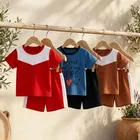 Solid Cotton Blend Top & Bottom Set for Boys 