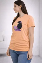 Cotton Blend Printed T-shirt for Men, Peach 