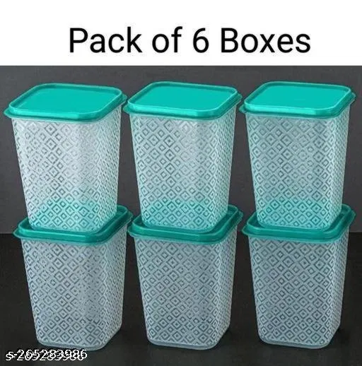 Plastic Storage Containers, White, Pack of 6 (1000 ml)