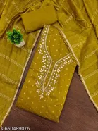 Chanderi Cotton Punjabi/All Over Suits Semi-Stitched Suits 