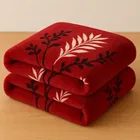 Super Soft Red Flannel Printed Blanket for Winter  1Kg Double Bed Floral 88x90inch