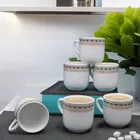 6 PCS CERAMIC TEA & COFFEE CUP SET -Belly with Blue Stripe