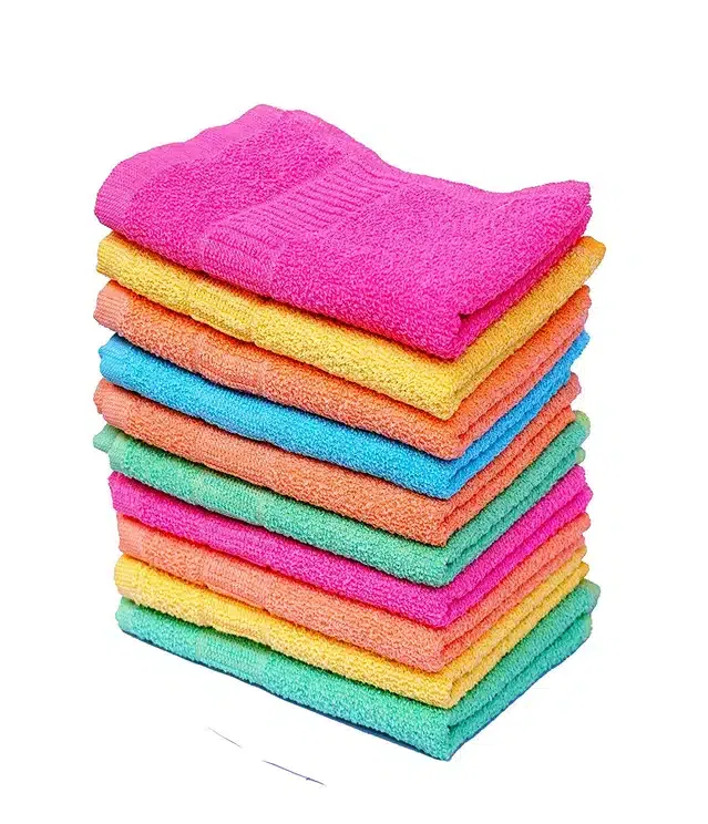Cotton Super Absorbent Antibacterial Face & Hand Towels (Pack of 10) (Multicolor, 14x21 inches)
