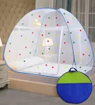 Mosquito Net Polyester Adults Washable Foldable For (LBH-200x200x145 cms)King Size & Double Bed Mosquito Net  (Blue border, Tent)