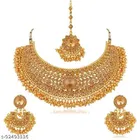 Alloy Necklace with Earrings & Maangtika for Women 
