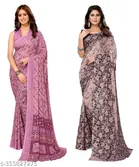Designer Printed Georgette Saree for Women, Pack of 2 