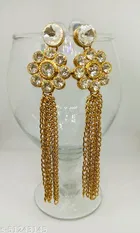 Alloy Kundan Earring for Women & Girls, Golden
