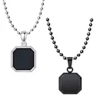 Stainless Steel Chain with Pendant for Men (Black & Silver, Set of 2)