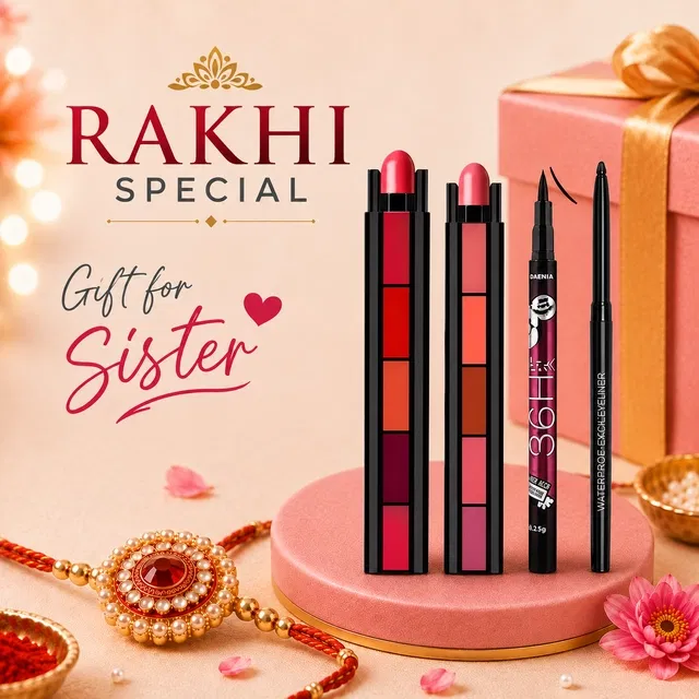 36H Eyeliner & Lipstick Set of 3 | Gift for Sister | Rakhi Special