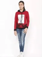Cotton Blend Printed Hoodie for Girls 