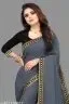 Lycra Solid Saree for Women (Grey, 6.3 m)