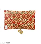 Canvas & Leather Clutch for Women (Red)