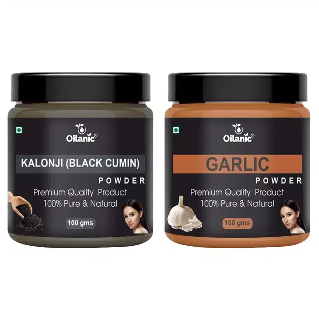 Natural Kalonji (Black Cumin) & Garlic Powder for Skin & Hair (Pack of 2, 100 g)