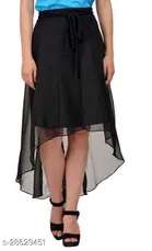Georgette Skirt for Women (Black, 26)