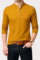 Mandarin Collar Solid T-Shirt for Men 