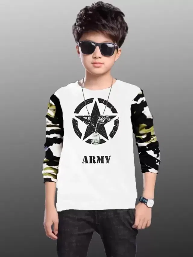 Cotton Blend Round Neck T-Shirts for Boys (White, 10-11 Years)