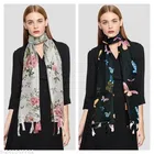 Poly Chiffon Scarves for Women, Black, Pack of 2