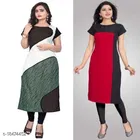 Crepe Color Blocked Kurti for Women 