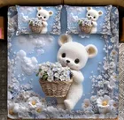 Premium 7D Cute Teddy Printed Bedsheet 90x100in