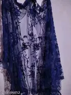 Net Self Design Dupatta for Women, Navy 