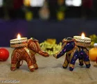 Metal Handcrafted Elephant Shaped Candle Holders 