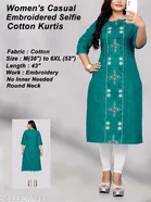 Floral Embroidered Cotton Blend Kurti for Women 