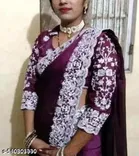 Georgette Embroidered Saree For Women, Purple