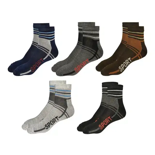 Cotton Blend Ankle Length Socks (Multicolor, Set of 5)