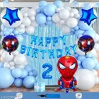 Spider Man Theme 2nd Happy Birthday Decoration Items For Girls, Multicolor, Pack of 112