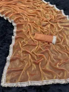 Satin Solid Saree for Women, Orange 