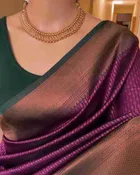 Litchi Silk Woven Design Saree for Women, Purple 