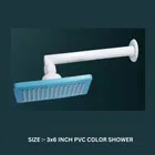 Plastic Shower Head (3x6 inches) with Arm Complete Shower Set (Blue & White, Set of 1)