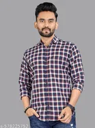 Polycotton Checked Shirts for Men, Blue 