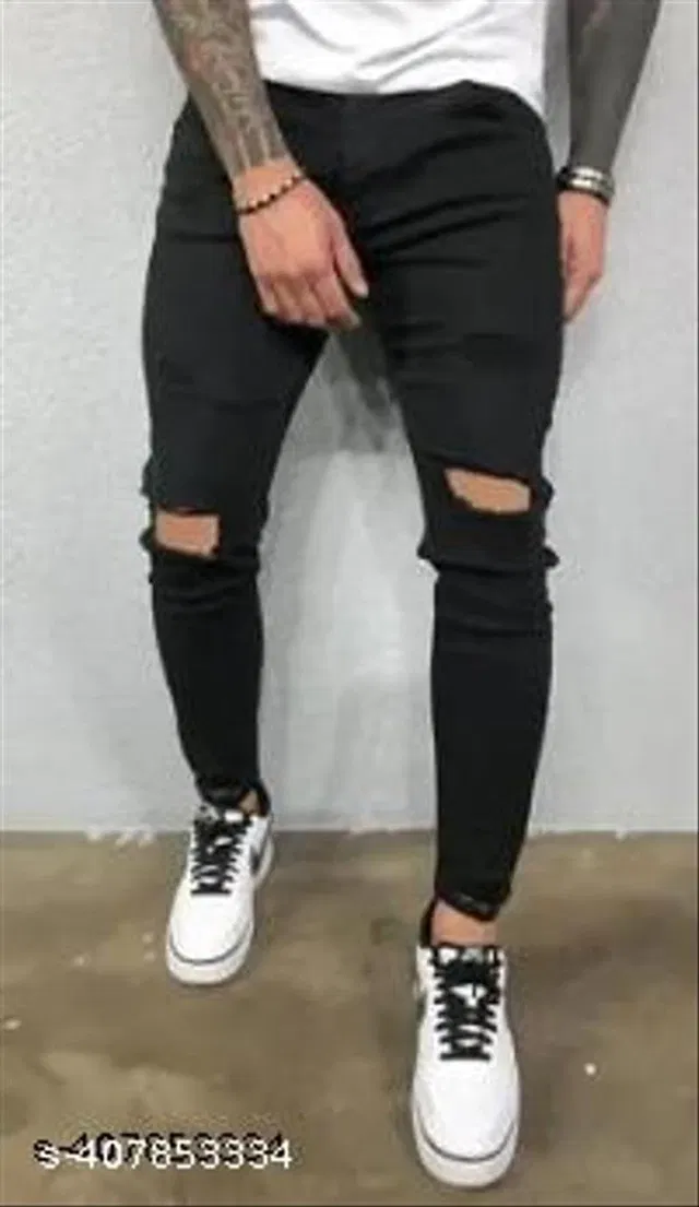 Denim Slim Fit Jeans for Men (Black, 32)