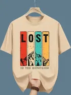 Polyester Printed Half Sleeves T-Shirts For Men, Beige 