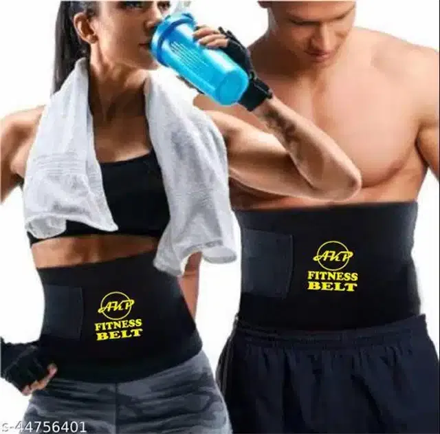 Sweat Belt for Unisex (Black, Free Size) (Pack of 2)