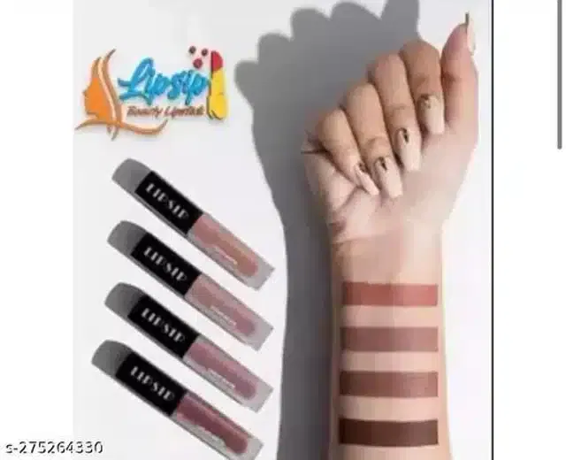 Lipsip Liquid Matte Lipsticks (Multicolor, Pack of 4)