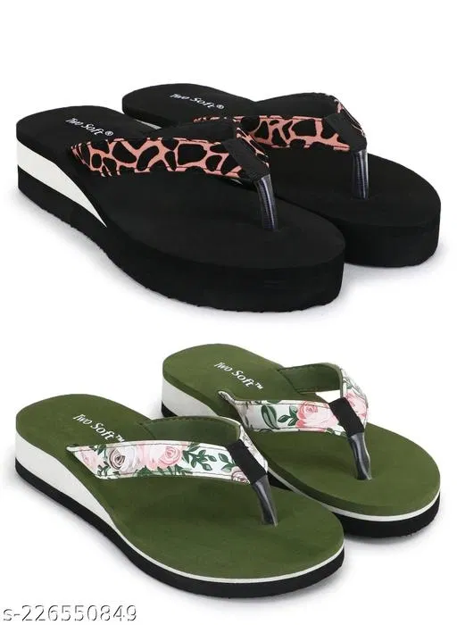 EVA Flip-flops for Women (Multicolor, 6) Pack of 2