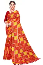 कनूड़ा प्रिंट्स फैंसी विमेंस कोटा फॉयल नेट प्रिंटेड साड़ी 