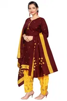 Cotton Blend Floral Kurti with Pant & Dupatta for Women 
