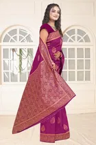 Jacquard Woven Design Saree for Women, Wine 