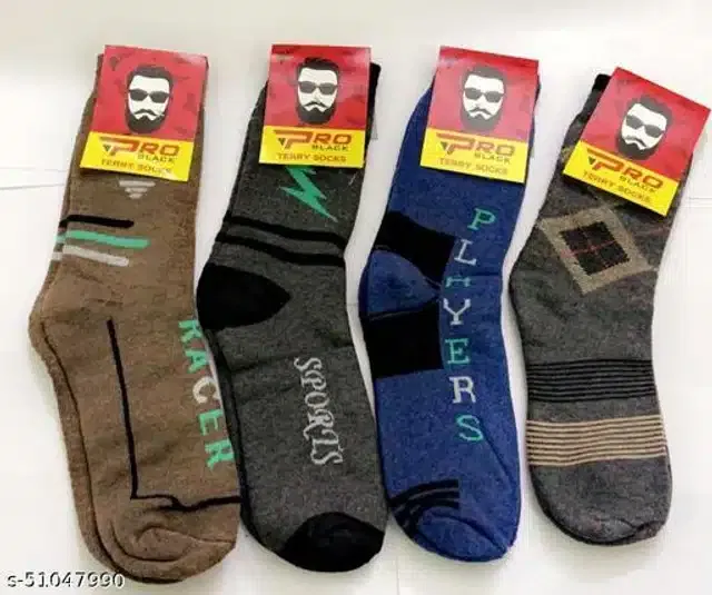 Woolen Socks for Men (Multicolor, Pack of 4)