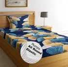 Cotton Feel Fitted (Elastic) Single bedsheet Blue Floral