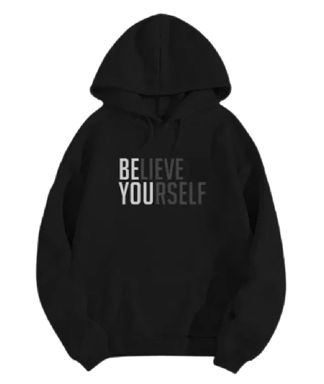 Printed Hoodie for men (Black, L) Believe