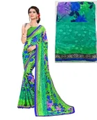 कानूड़ा फैंसी विमेंस जॉर्जेट फ्लावर प्रिंटेड साड़ी 
