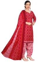 Cotton Blend Printed Kurti with Salwar for Women 